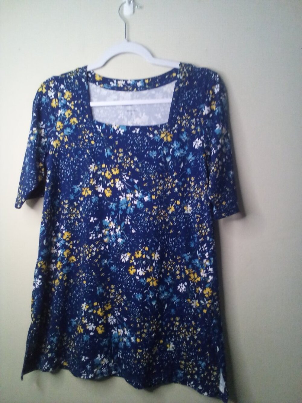 Comfort Code Cuddl Duds Shirt Women S Short Sleeve Soft Stretch Floral Blue